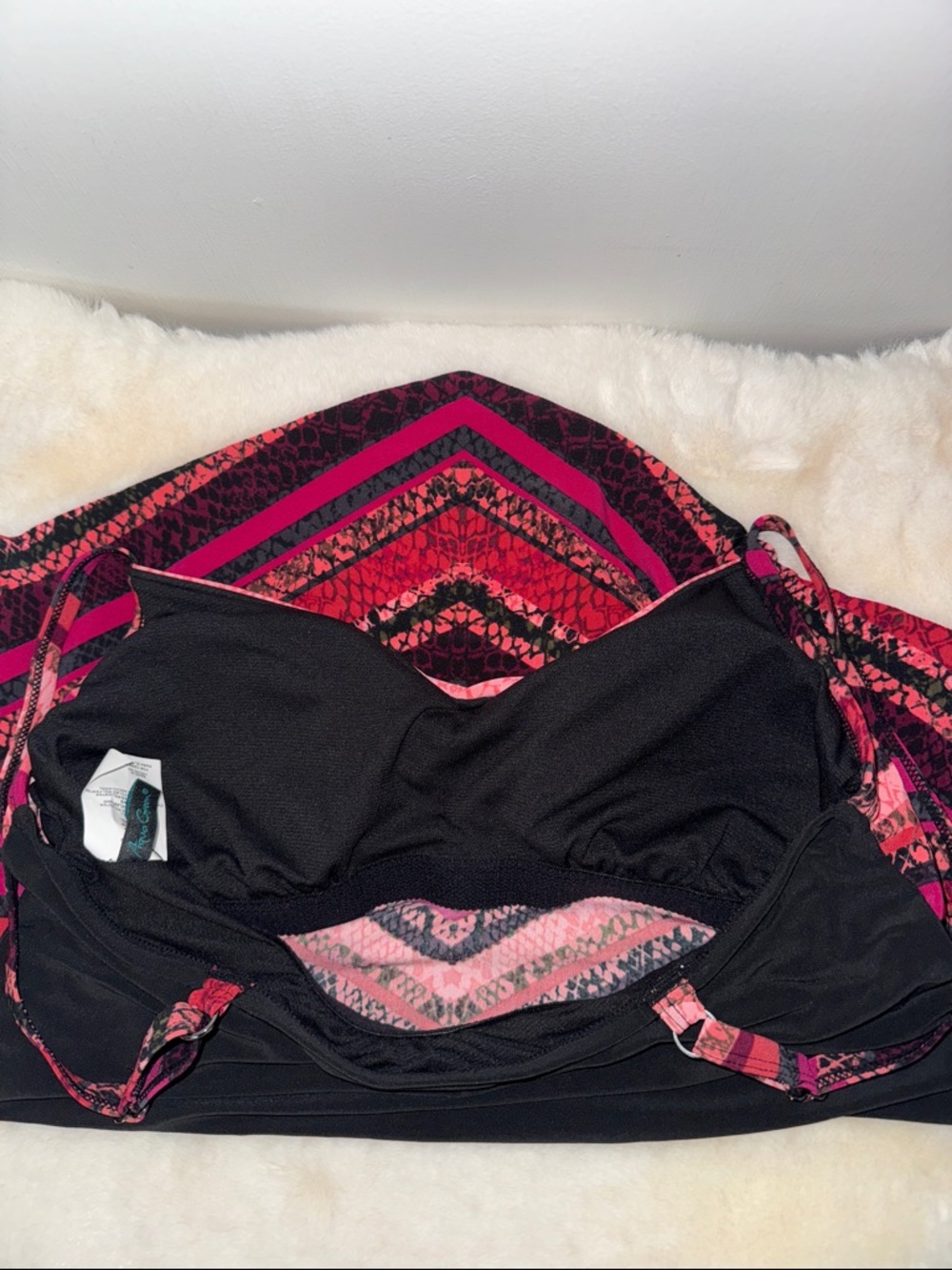 AQUA GREEN Tankini Top Swim Top Pink Chevron Print Women’s Small S - Picture 6 of 8